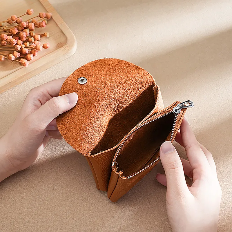 Cowhide Women's Small Purses Fashion Female Short Coin Wallets Pouch Handbag For Girls Card Holder Money Bag_voghion.com