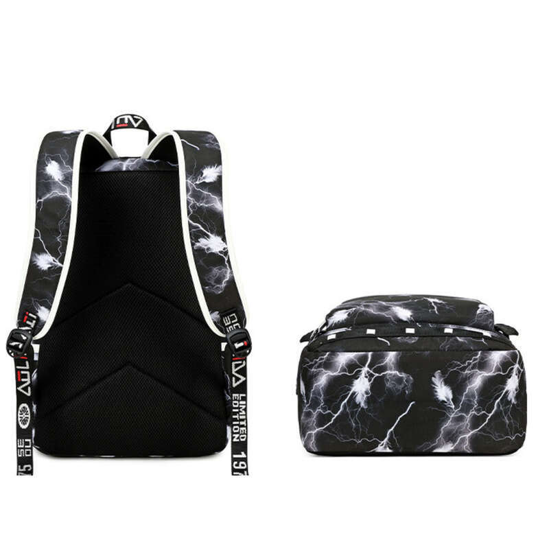 2025 New Men's Fashion Lightning Printing Elements Large Capacity Backpacks_voghion.com