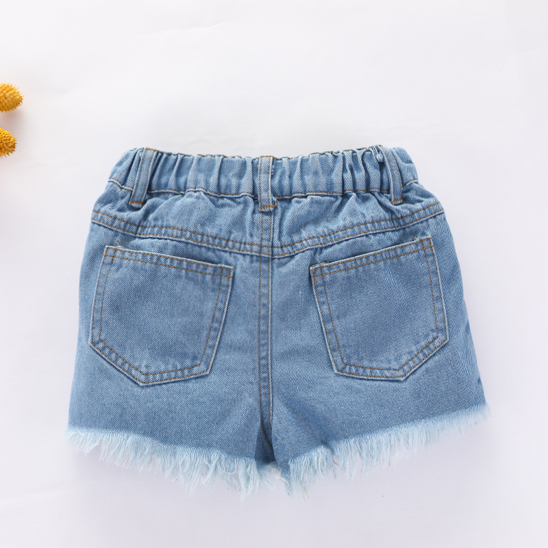 Madre e Bambini Camicia estiva con stampa a spalla singola e bambina, set di pantaloncini di jeans strappati, set di tre pezzi a maniche corte tesoro femminile_voghion.com