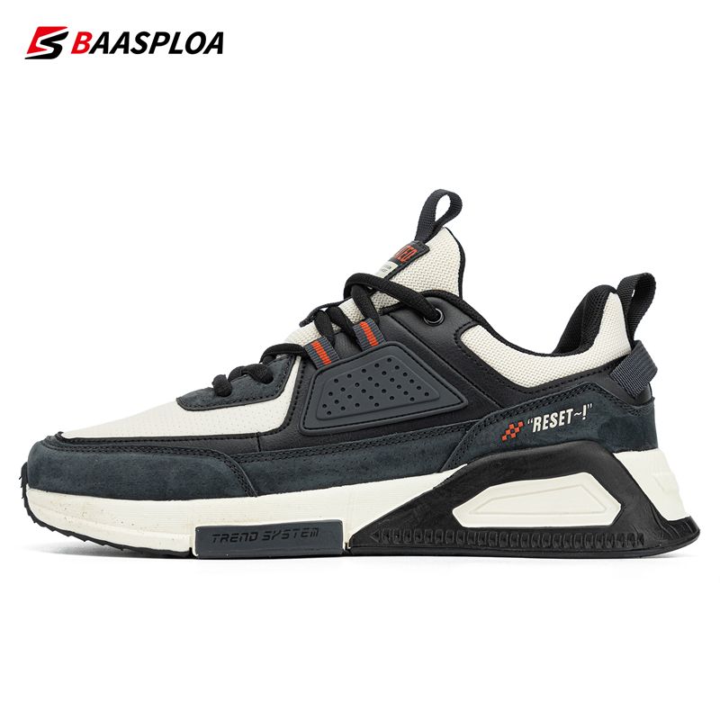 Baasploa Men Sport Leather Casual Fashion Waterproof Lightweight Sneakers Non-slip Walking Shoes Male Sneaker_voghion.com