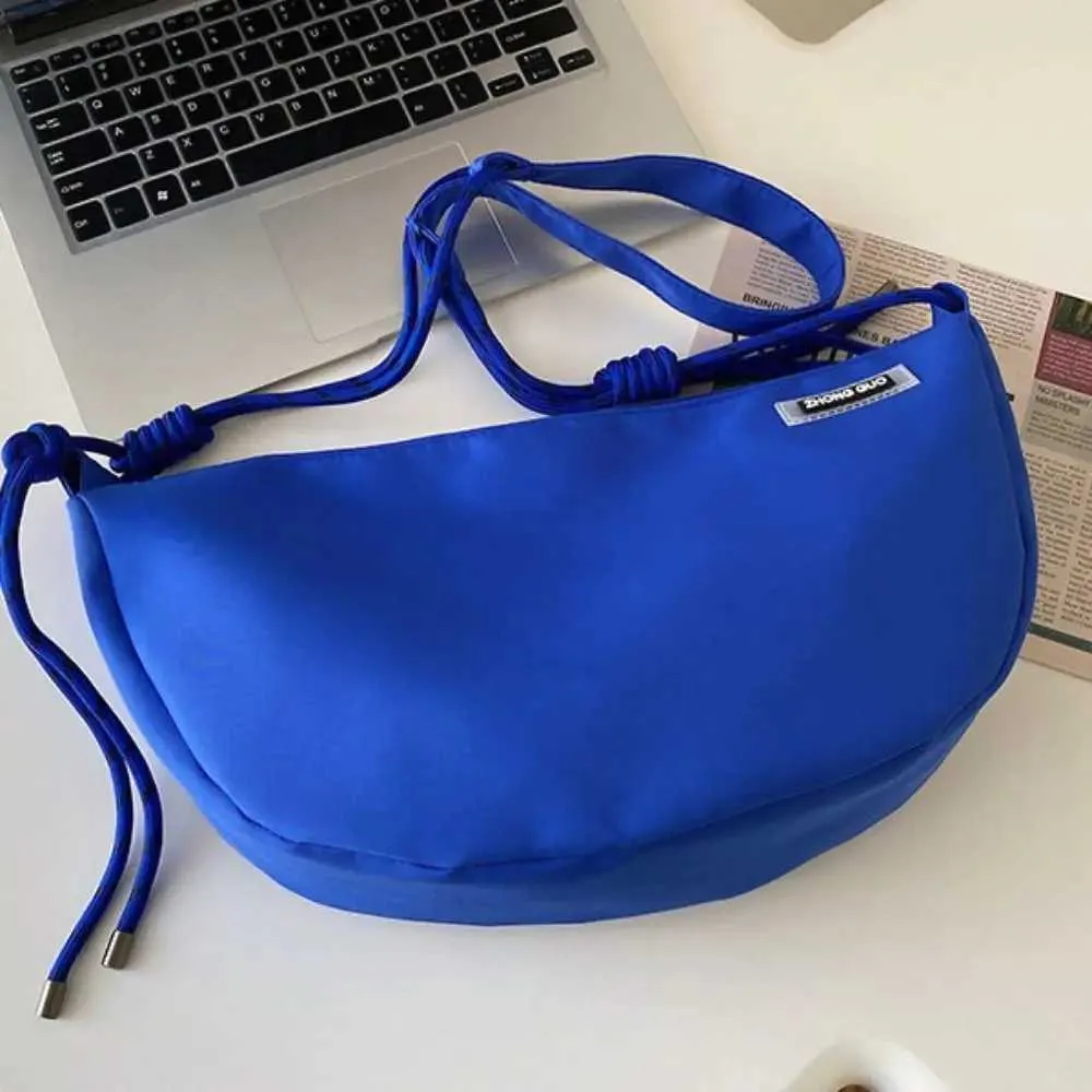 Half-moon Nylon Crossbody Bag Large Capacity Shoulder Bag Solid_voghion.com