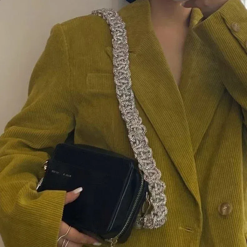 Dikke Rhie Crystal Chain Bag Toepassen op Vrouwentassen Handgemaakte Pasta Geweven Dia Handtassen Schouderband Accessoires 240725_voghion.com