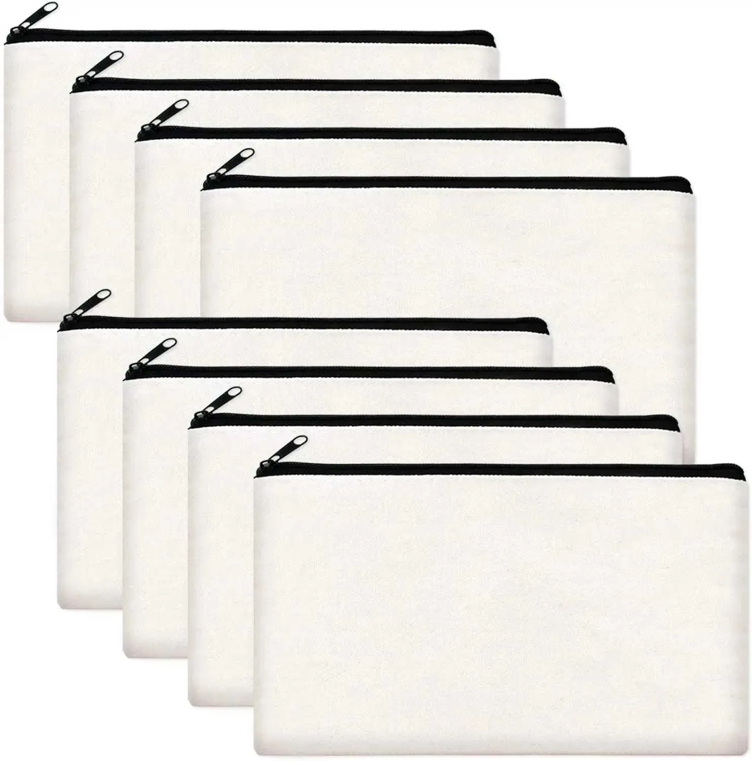 Lot de 12 sacs en toile beige vierges à faire soi-même avec fermeture éclair - Trousse de maquillage en vrac de 8,3 pouces x 5 pouces pour le rangement de voyage et la papeterie Y241023_voghion.com