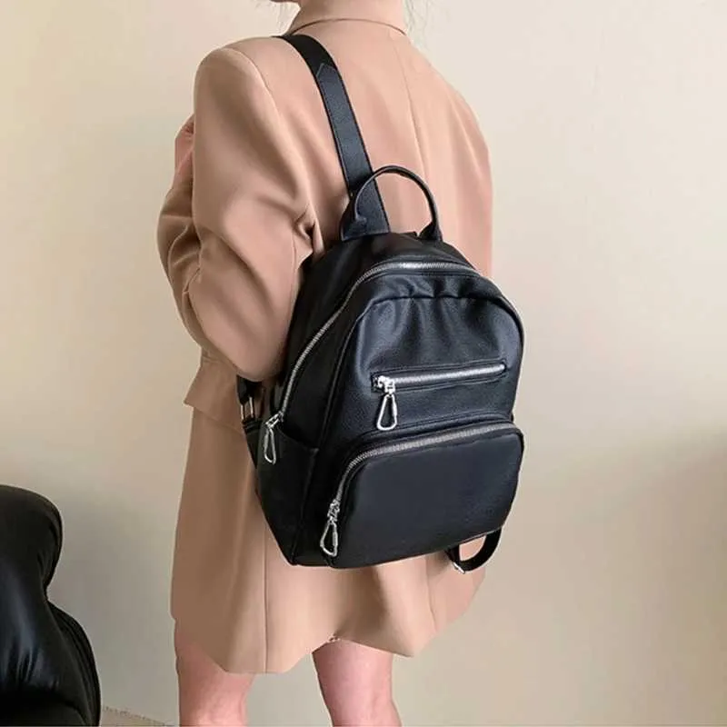 Small Women's Anti-theft Pu Leather Backpack School Bag Daypack_voghion.com