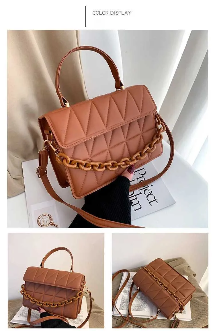 Rhombus Plaid Crossbody Bags For Women Chain Decor Fashion Shoulder Bag Ladies Handbag Casual And Simple Small Square_voghion.com