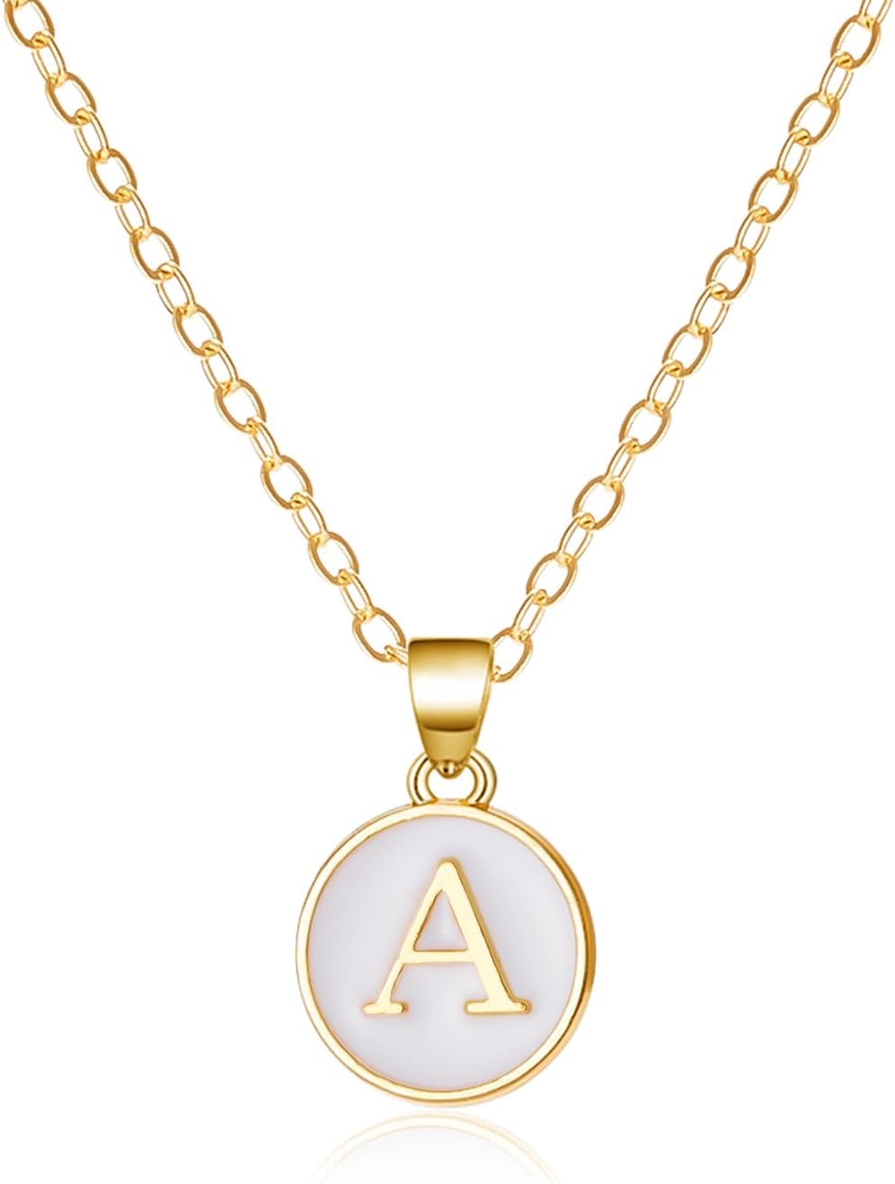 Collier avec initiale KISS WIFE, pendentif en forme de pièce de monnaie de A à Z, monogramme personnalisé, lettre de nom, femmes, adolescentes, émail double face_voghion.com