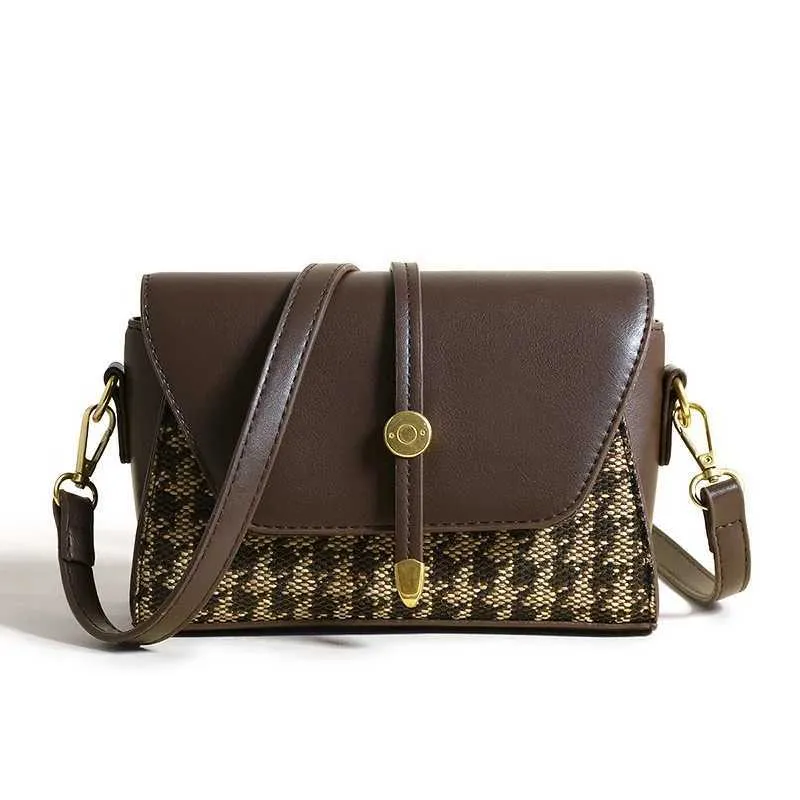 2024 New Womens Tote Canvas Splicing Leather Small Square Premium Qianniao Grid Underarm Bag Single Shoulder Crossbody_voghion.com
