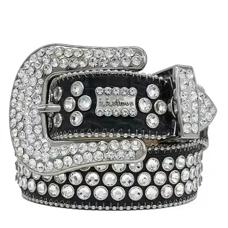 Men Women Bb Simon Designer Belt Retro Needle Buckle Belts 20 Color Crystal Diamond_voghion.com