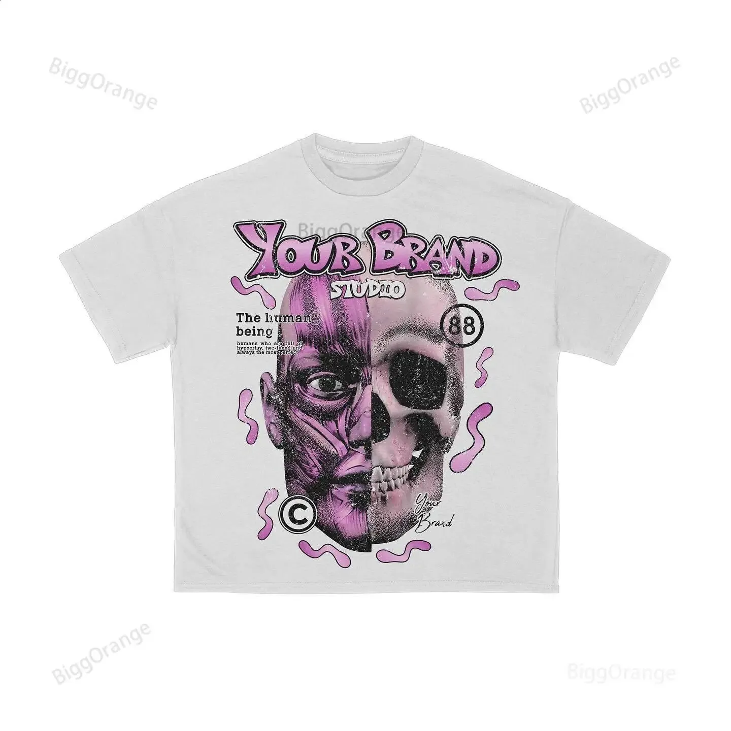 Y2k Retro Tie Dye Nummer T-Shirts Gothic Hip Hop Grafik Graffiti Print Cropped Top für Männer Übergroße lose lange Ärmel_voghion.com