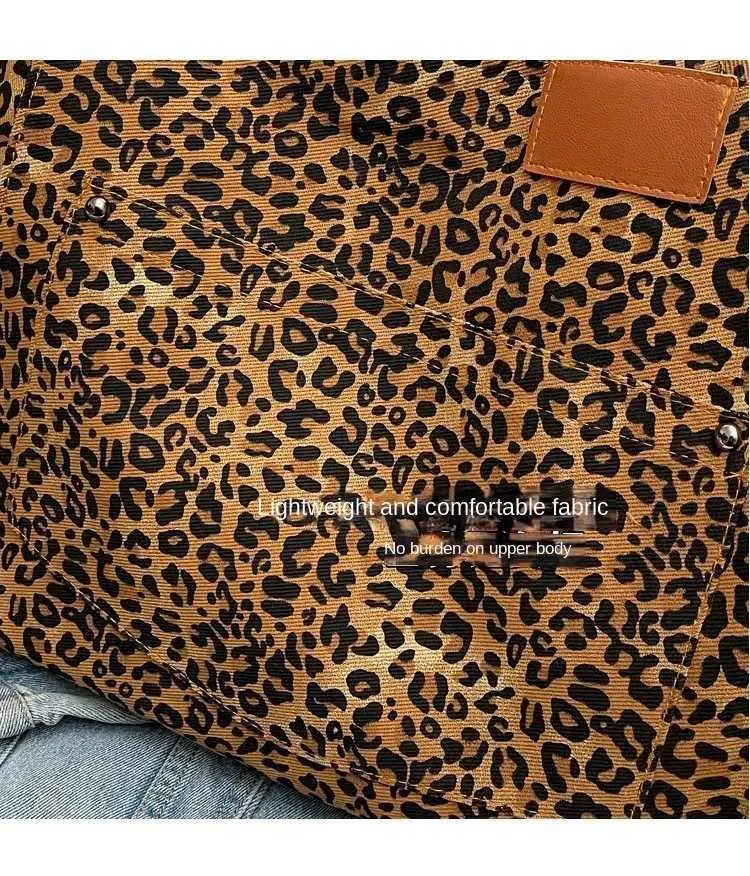 Large leopard print womens shoulder bag detachable canvas large capacity shopping 2024 winter new handbag Y241011_voghion.com