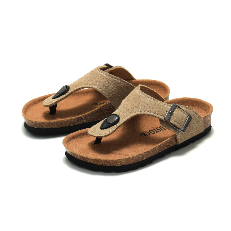 2025 Spring Summer Children Boys Girls Cork Slippers Flip Flops Trendy Beach Korean Style Toe Post