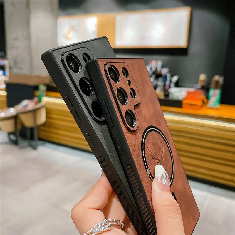 Deer Head Leather Magnetic Case For Samsung Galaxy Series_voghion.com