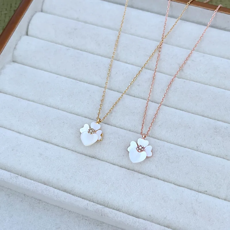 KS Marke Liebe Blume Designer Ohrringe Halsketten Schmuck-Set Frauen Hochzeit Engagement Natur Perlmutt Sailormoon_voghion.com