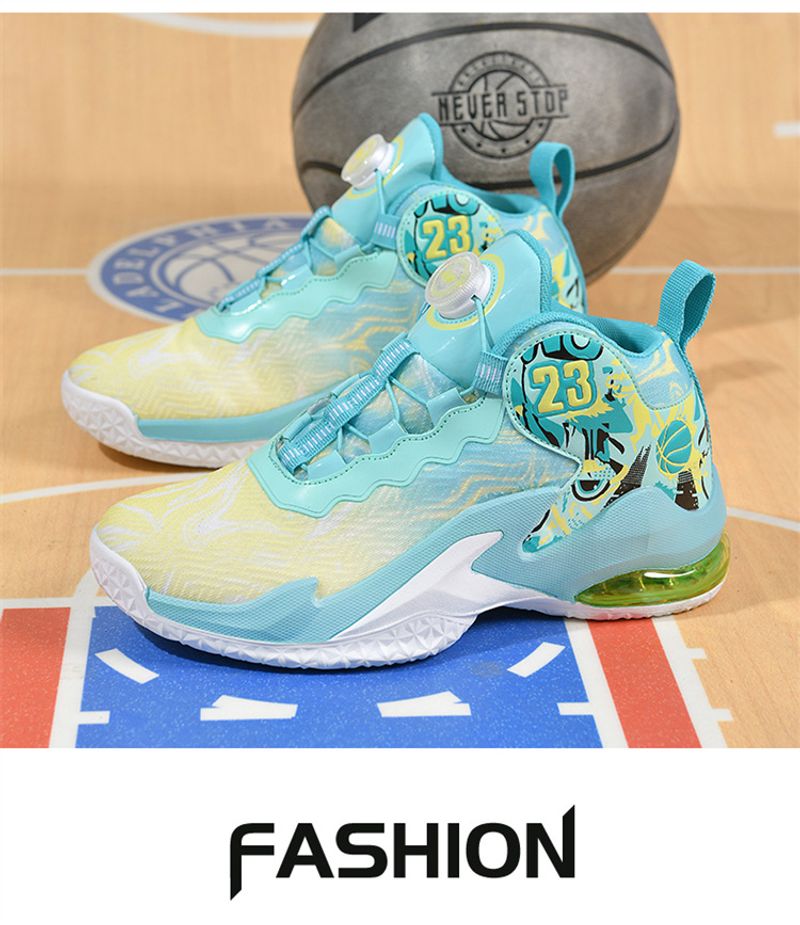 Neue High-Top-Basketballschuhe Herren aus Mesh-Gewebe, atmungsaktive Sportschuhe, rutschfeste Drehknopfschuhe für_voghion.com