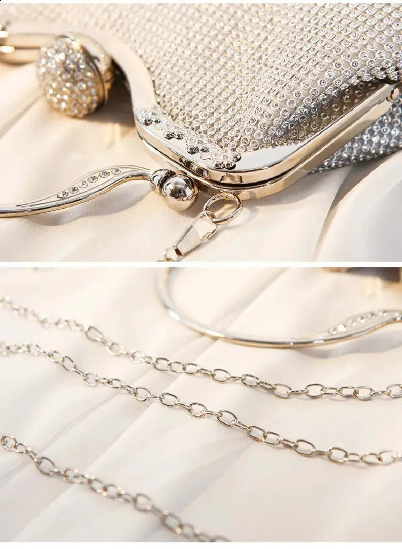 Γυναικεία Βραδινή Τσάντα Dia Messenger Γυναικείο Sier Πορτοφόλι Γάμου για Πάρτι, Δεξιώσεις, Μαύρο, Χρυσό, Bolsas Mujer 240827_voghion.com