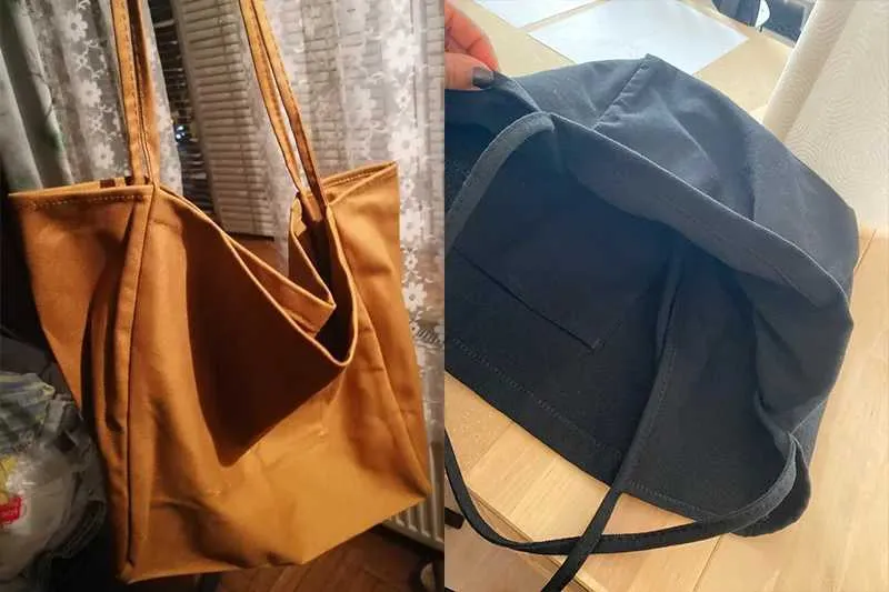 Einfache Canvas Damen Große Kapazität Griff Einfarbig Schultertasche Designer Shopping Handtasche Wiederverwendbare Mädchen TotesC241031_voghion.com
