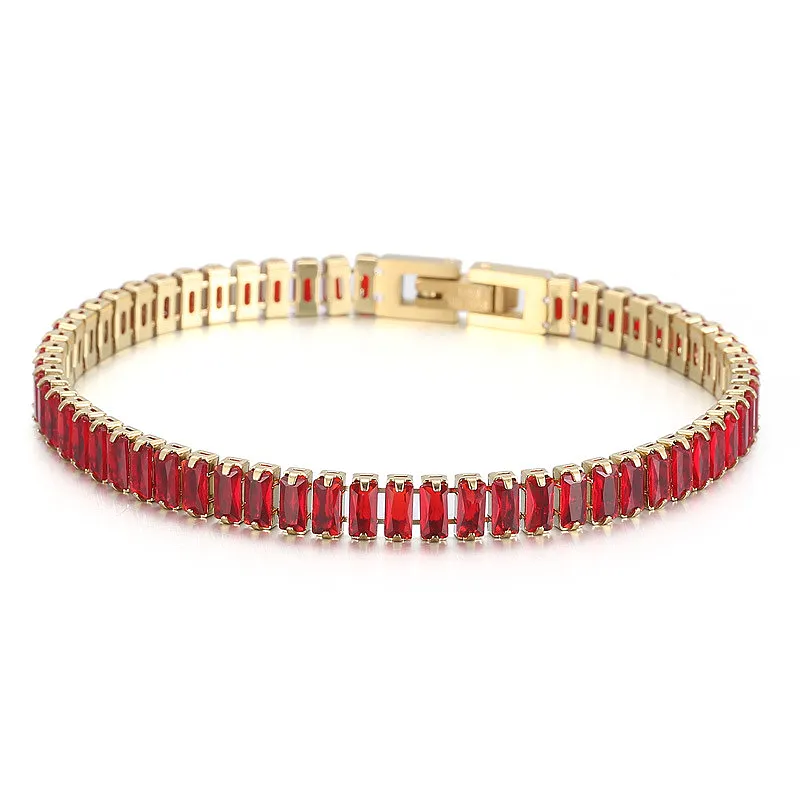 Exquisite Zircon Link Bracelet In Gold Stainless Steel Finish_voghion.com