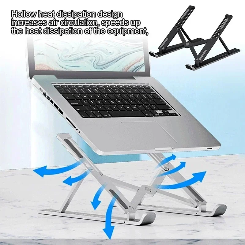 Draagbare, opvouwbare laptopstandaard met koelfunctie, verhoging, steunvoet, notebookhouder, compatibel met MacBook

_voghion.com
