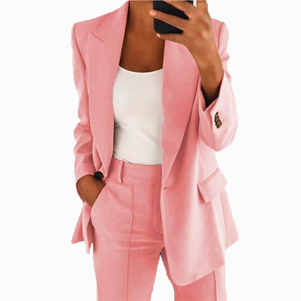 Abito da donna con temperamento cardigan sottile con risvolto alla moda, giacca, pantaloni, tuta da donna_voghion.com