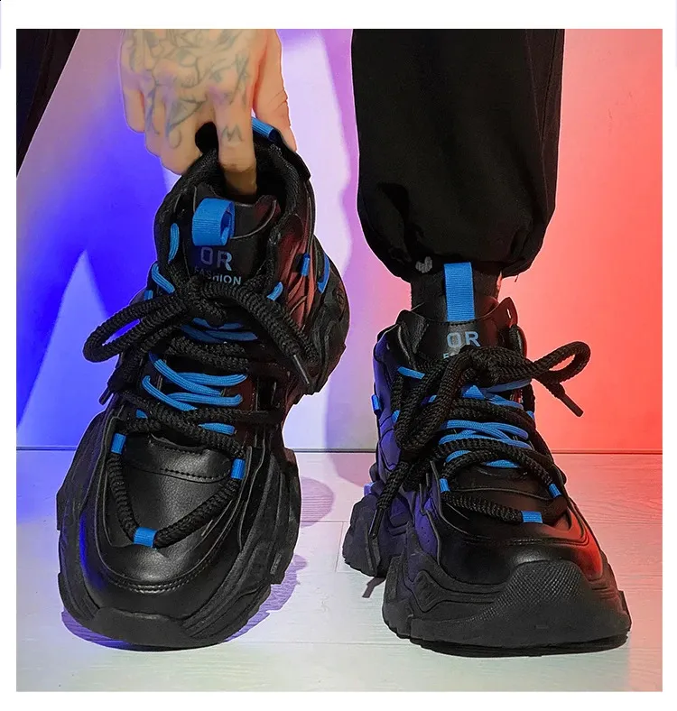 Chunky Dad Sneakers Men Breathable Lace-up Platform Running Shoes_voghion.com