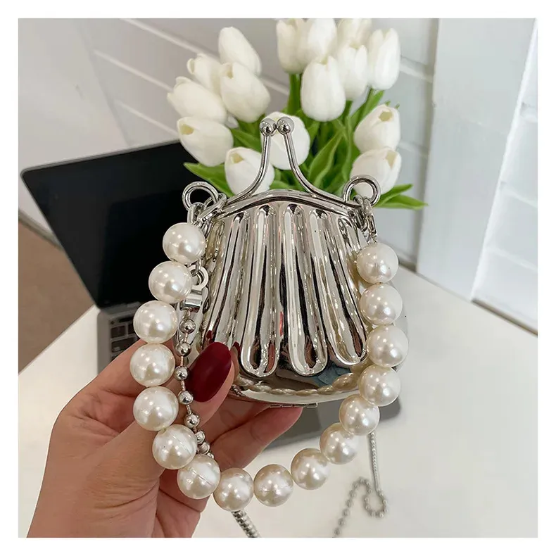 Borsa a mano con catena lunga in oro e argento con fiocco, da sera, da donna, con manico superiore in conchiglia, borse e borsette da festa per matrimonio 241212_voghion.com