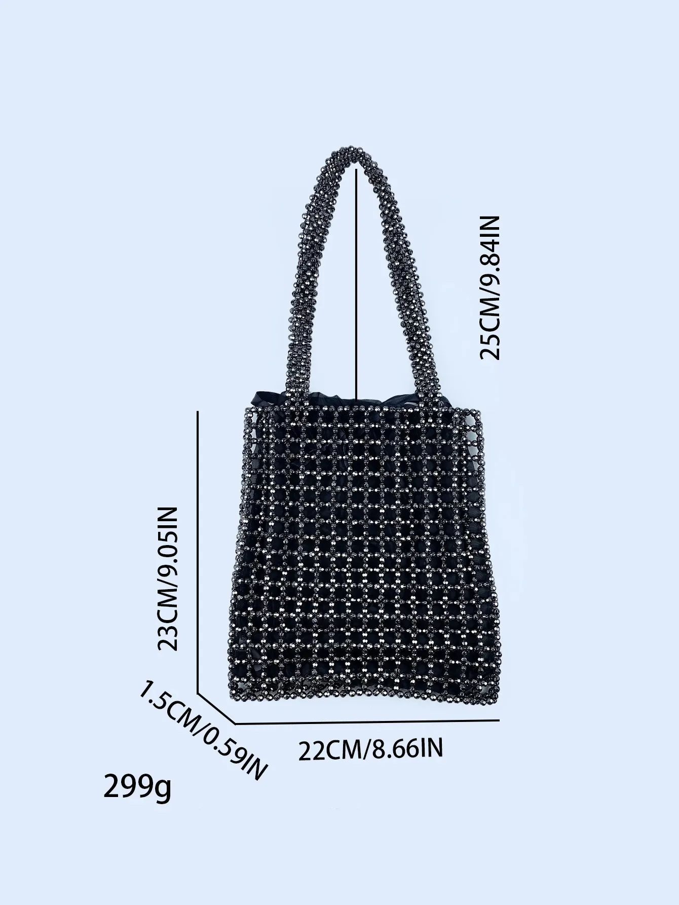 Beaded Shoulder Bag With Grey Openwork Design For Women_voghion.com