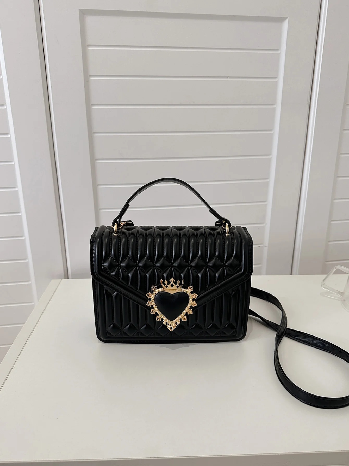 Borsa da donna alla moda in pelle PU per San Valentino con decorazione con fibbia in metallo tracolla regolabile_voghion.com