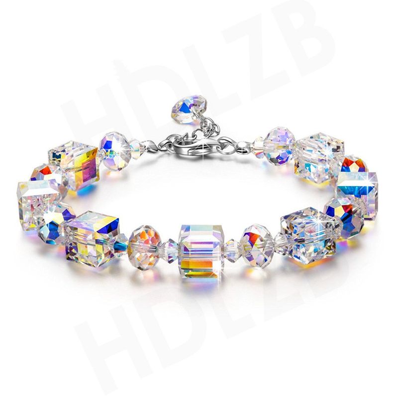 Einfaches geometrisches Armband mit künstlichen Kristallperlen für Damen_voghion.com