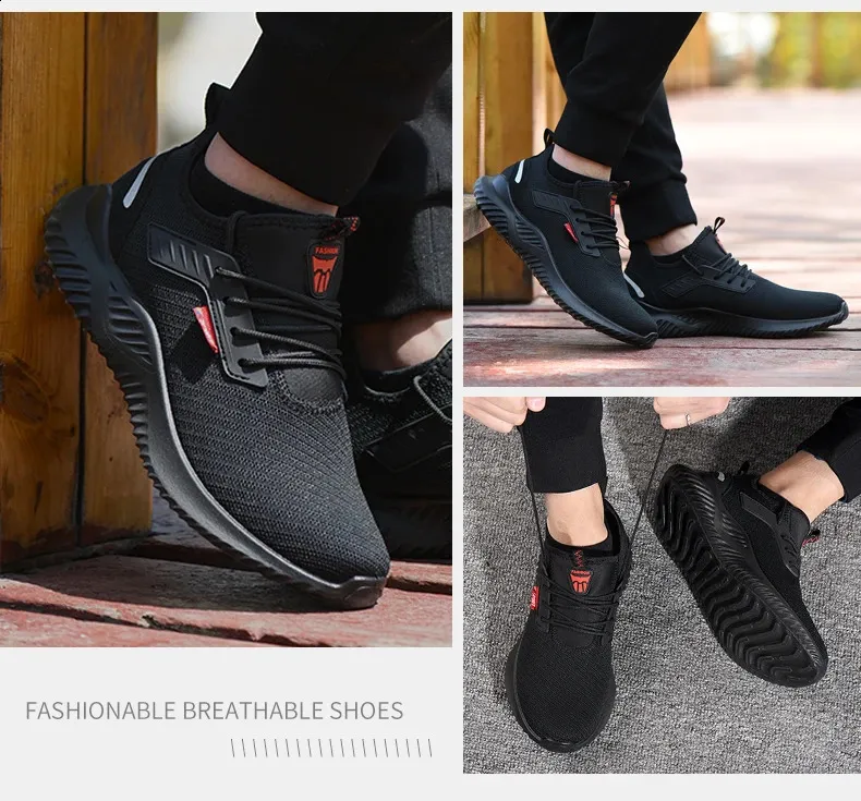 Chaussures de sécurité avec embout en acier, résistantes aux chocs, chaussures de sport légères perforées et non amovibles pour hommes, Direct 250226_voghion.com