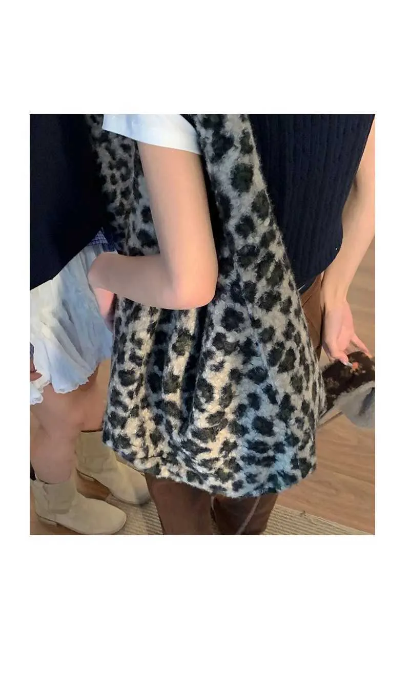 Dames schoudertas tweed retro luipaardprint herfst winter_voghion.com