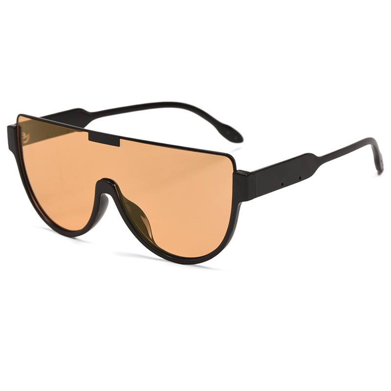 New Fashionable Large Connected Half Frame Brown Sunglasses, Popular Among Netizens, With The Same Anti Glare Sunglasses_ecoleips.com