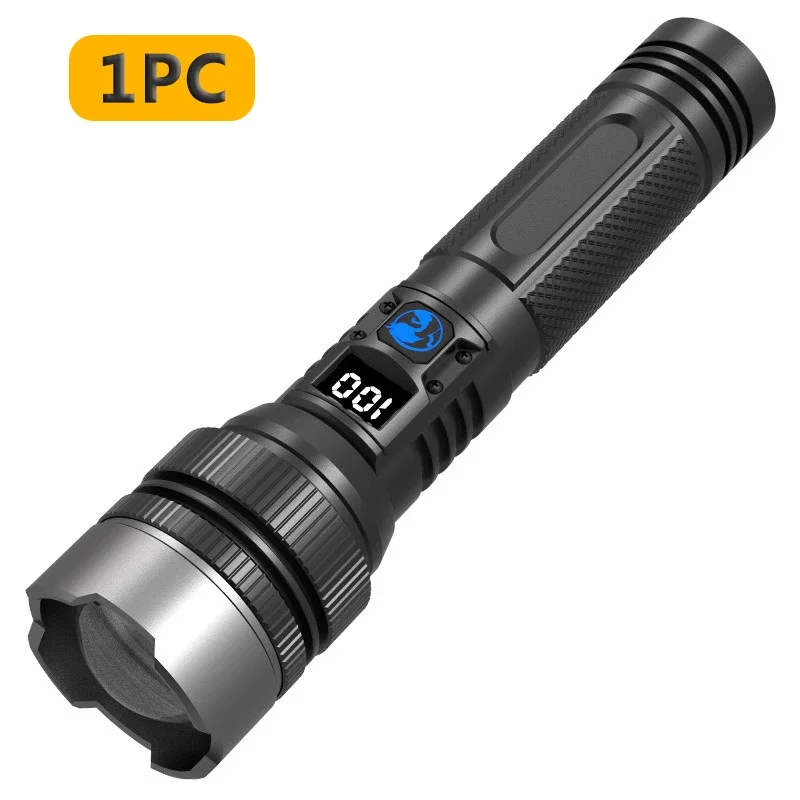 Powerful Led Flashlight With Zoom Torch And Digital Display Type-c_voghion.com