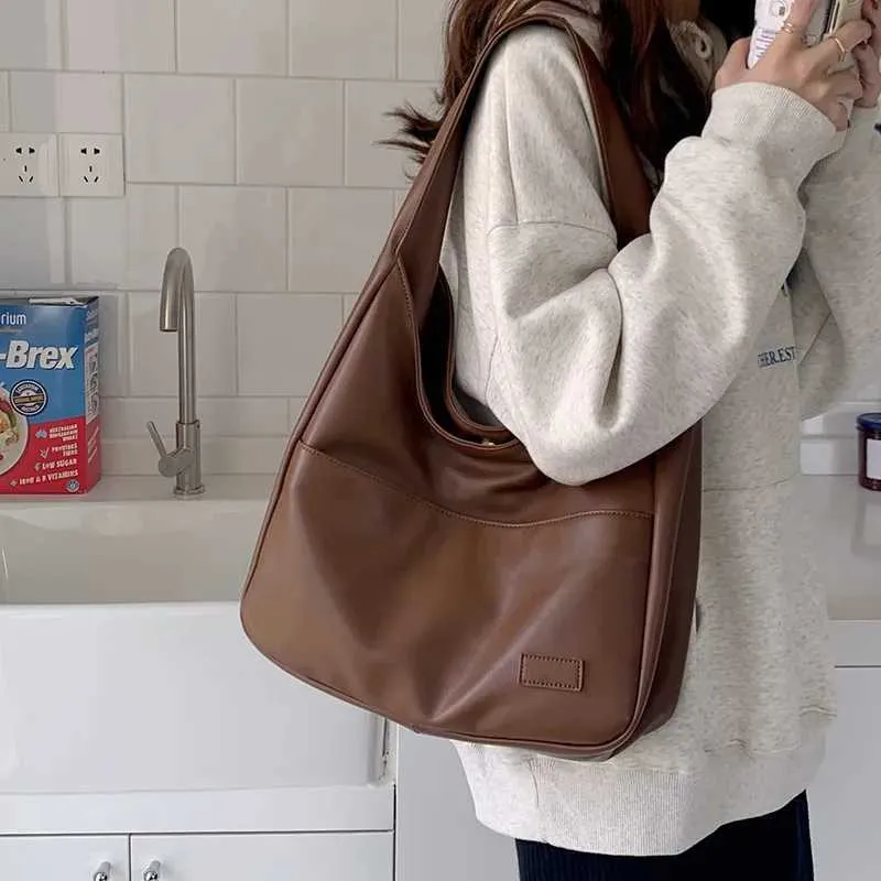 Nuova borsa a tracolla vintage Hobo Trendy da donna in PU, grande capacità, retrò, tote, morbida, da usare sotto le ascelle, per appuntamenti quotidiani_voghion.com