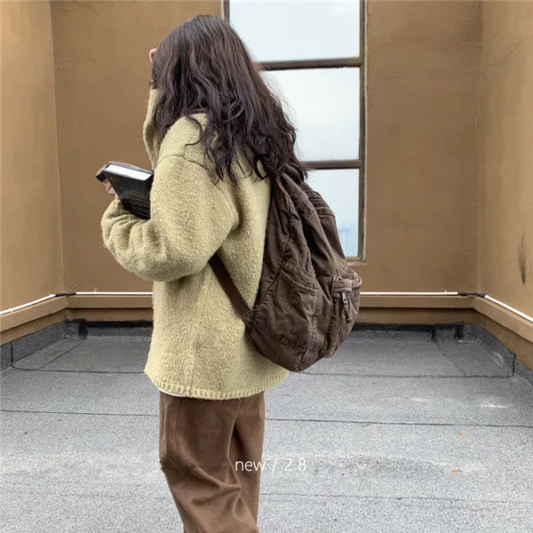 Vintage Backpack For Canvas Women Rucksack Zipper Casual Medium-Capacity Preppy Style Female Bag_voghion.com