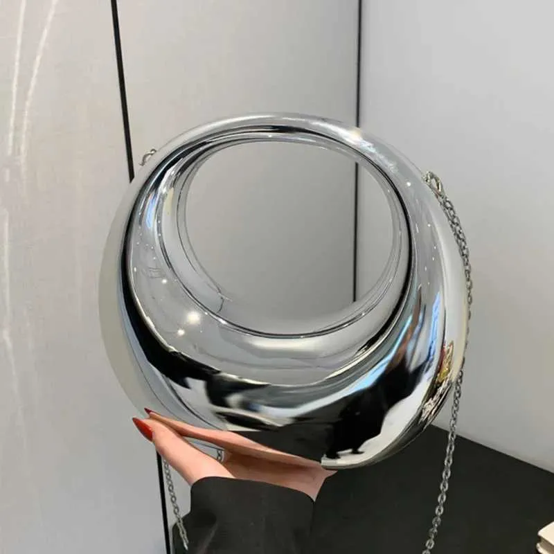 Žene zlatne akrilne polumjesečaste torbe s polumjesecom, okrugle ručke, PVC torbe za zglob, personalizirane torbe_voghion.com