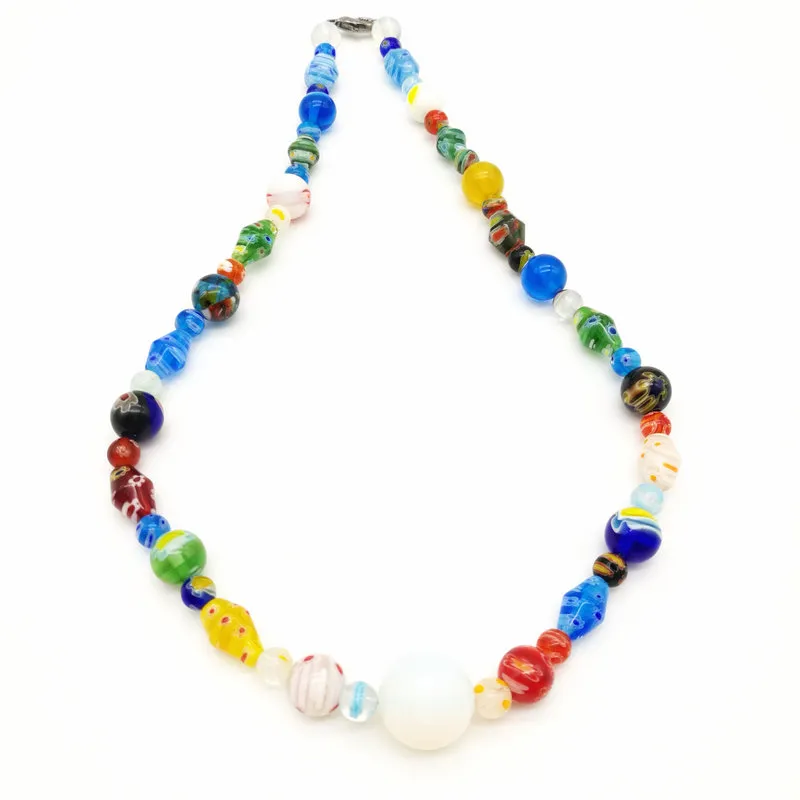 Ketten Mode Rad Millefiori Murano Glas Halskette 6-14mm_voghion.com