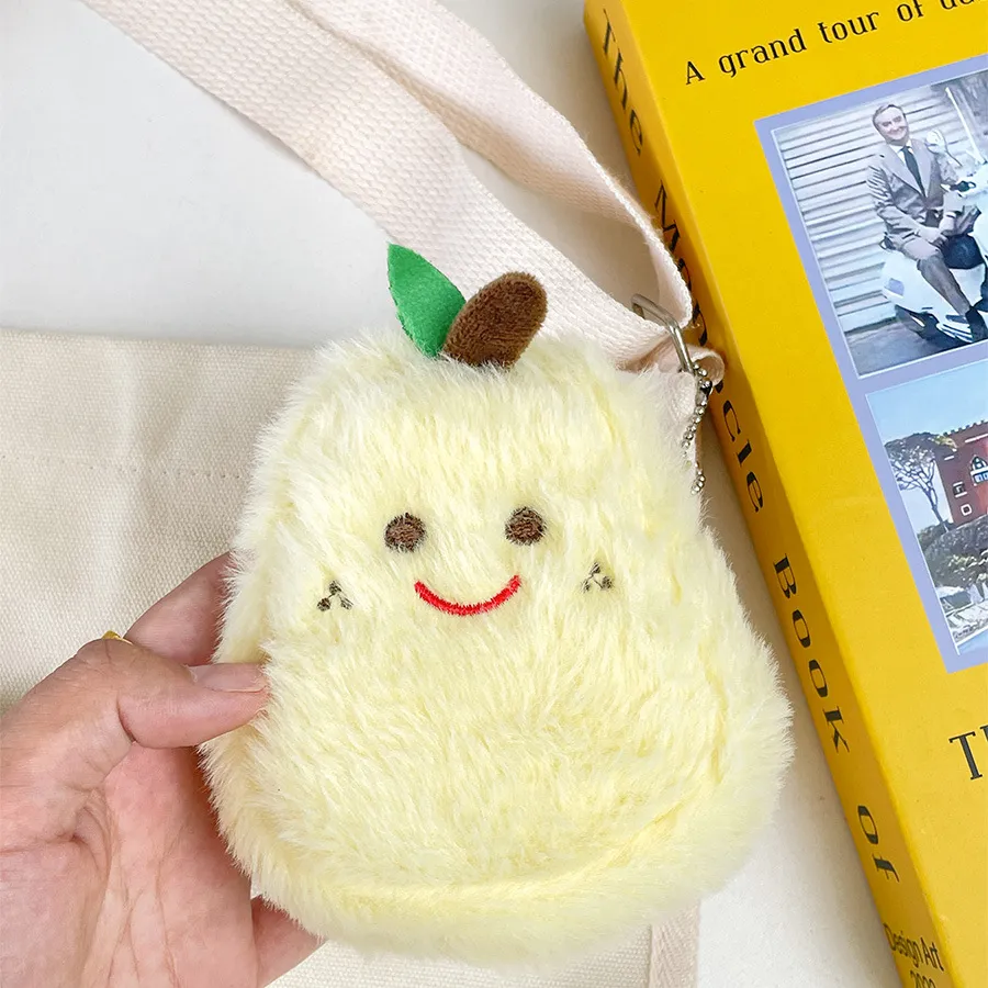 Cute Pear Shaped Coin Purse Card Holder Zipper Earphone Lipstick Key Organizer Plush Fruit Mini Bag Pendant Money Pouch_voghion.com