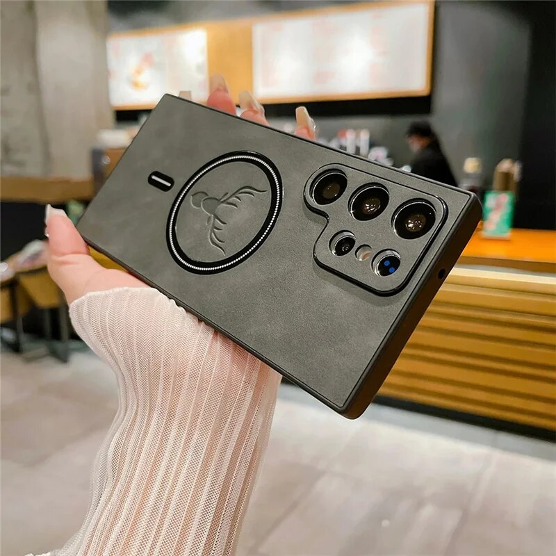 Deer Head Leather Magnetic Case For Samsung Galaxy Series_voghion.com