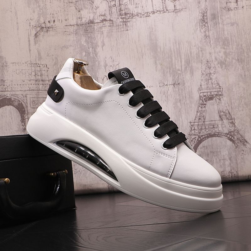 Atmungsaktive weiße lässige koreanische Ausgabe trendige Schnürschuhe Sommer neue hohe Herrensportschuhe_voghion.com