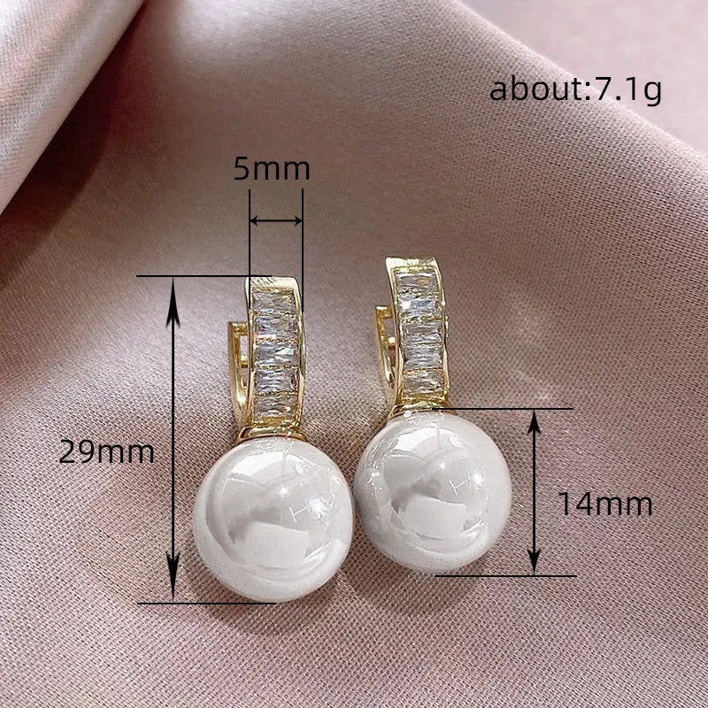 Ohrstecker, klassisch, rosa, für Damen, modisch, Kristall, rund, Designer, weiße Perle, Ohrringe, Hochzeitsschmuck_voghion.com