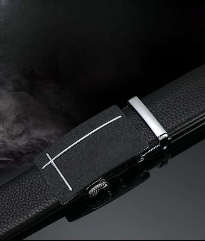 Cintura multifunzione per pantaloni con fibbia automatica in finta pelle di mucca da uomo_voghion.com