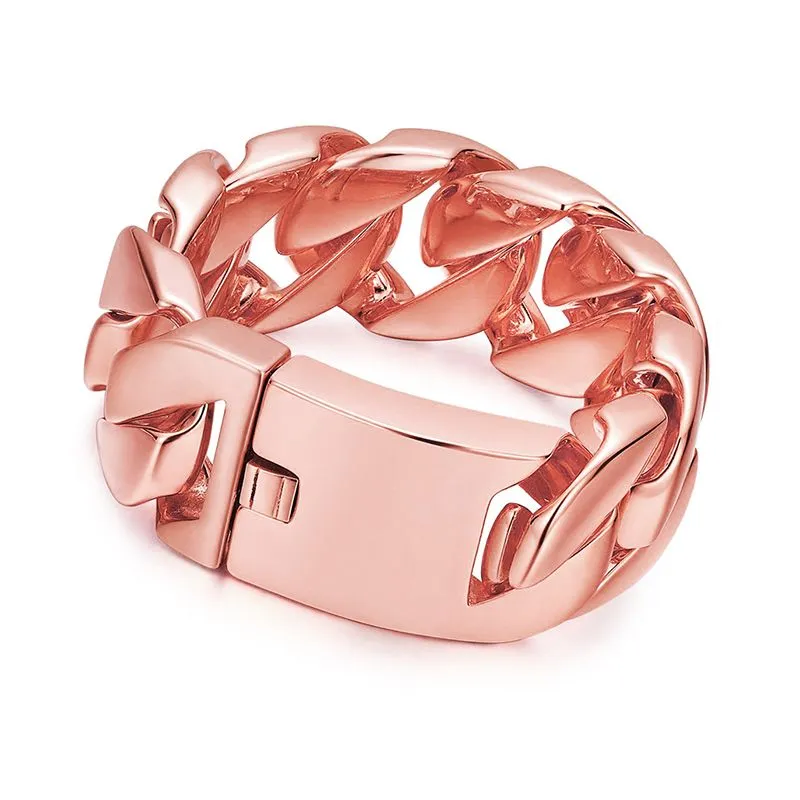 Cuban Link Chain Bracelets For Men Heavy Stainless Steel Bangle_voghion.com