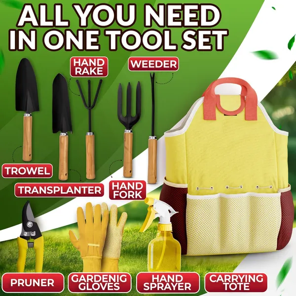 9 Pcs Garden Tool Set For Women Ergonomic Lightweight Gardening Hand Tools With Convenient Little Bag Sturdy Metal Garden Tools Set Easy Handling Fo_voghion.com