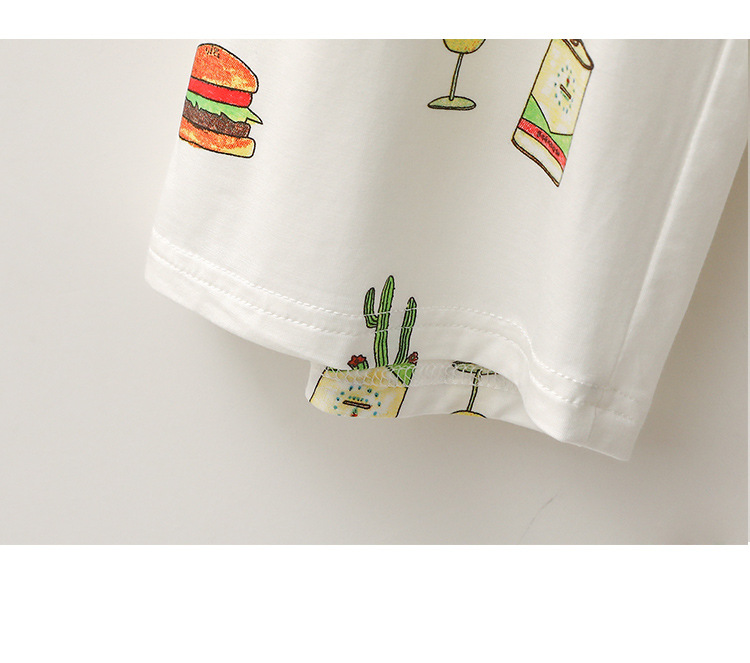Nachtwäsche für Damen Modaler Pyjama für Damen, Burger, Eiscreme, kurzärmelige Hose, süße Heimkleidung_voghion.com