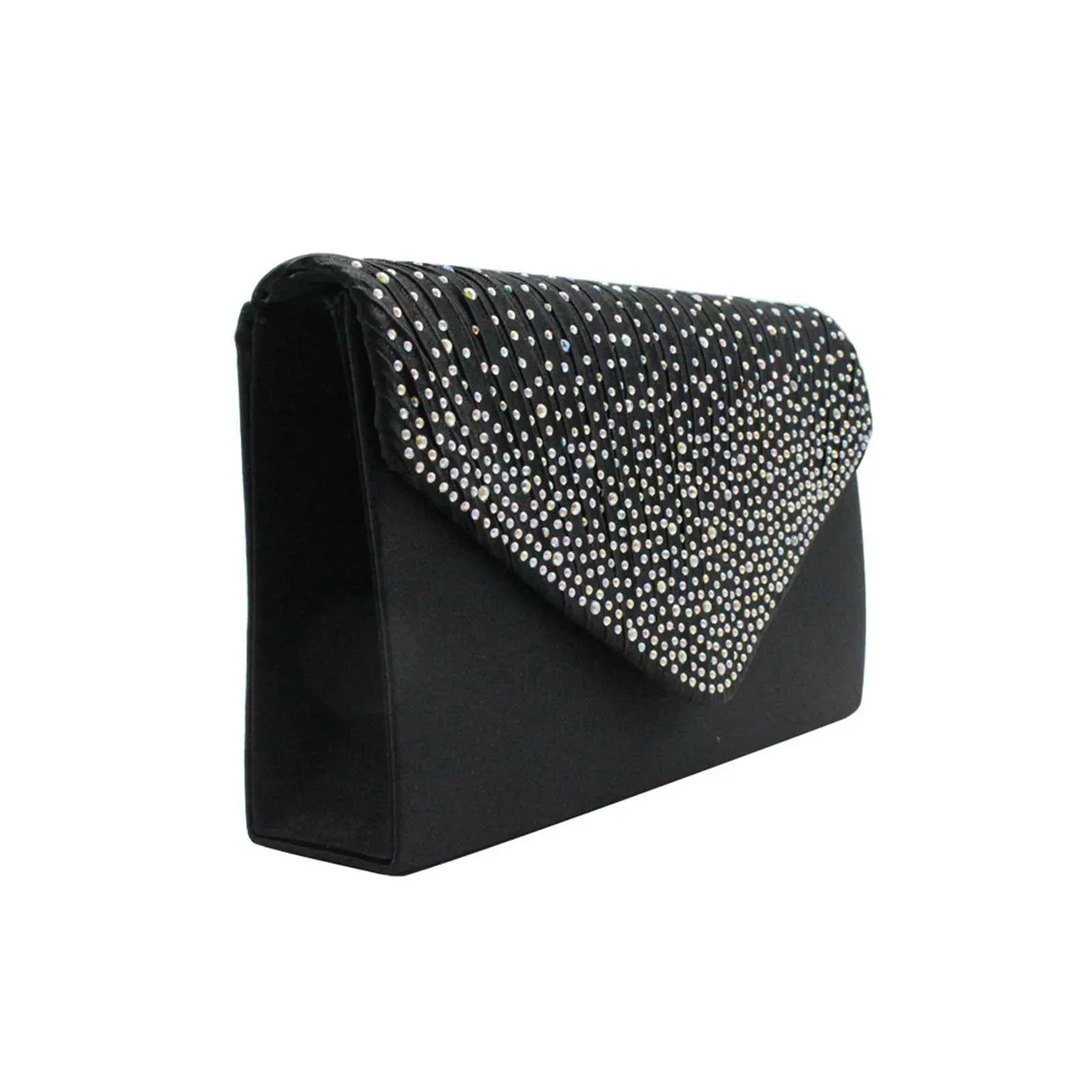 Modische und elegante Clutch für Damen aus Satin mit rhinestone-verzierter Schulterpartie, dünne Kette, passend zu Party- und Bankettkleidern, Abendtasche_voghion.com
