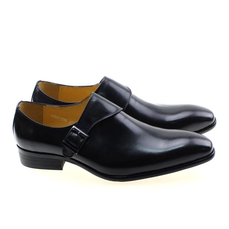 Scarpe eleganti da uomo in pelle casual da lavoro con un solo bottone, a punta_voghion.com