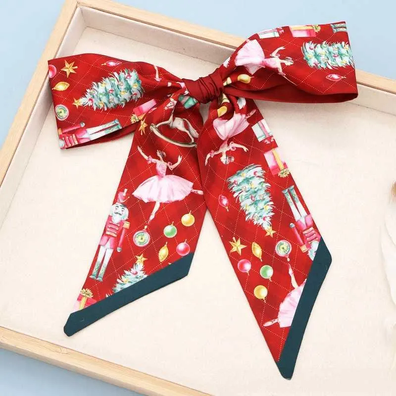 Coffret cadeau avec ruban et nœud pour foulard en soie de la série Noël Y241121_voghion.com