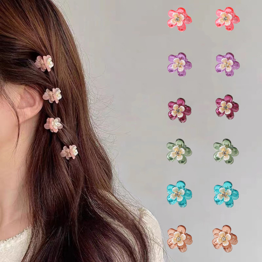 Haarschmuck für Damen, doppellagige Haarnadel mit Blumen-Strass, kleine Klammer, weiblicher Zopf, seitliche Klammer, Prinzessinnen-Haardekoration, süße Pony-Klammer_voghion.com