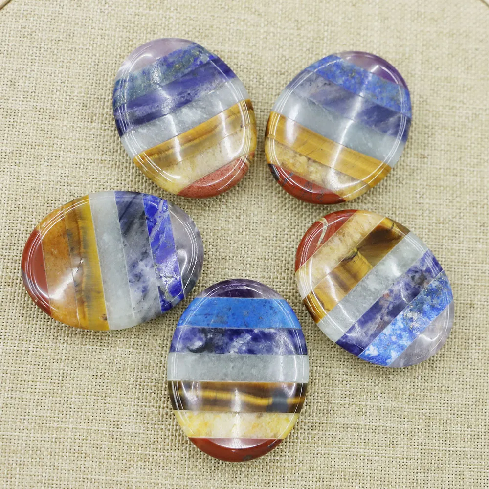 Pendant Necklaces Natural Gem 7 Chakra Energy Thumb Concave Smooth Massage Stone Reiki Healing Crystal Spiritual Therapy_voghion.com