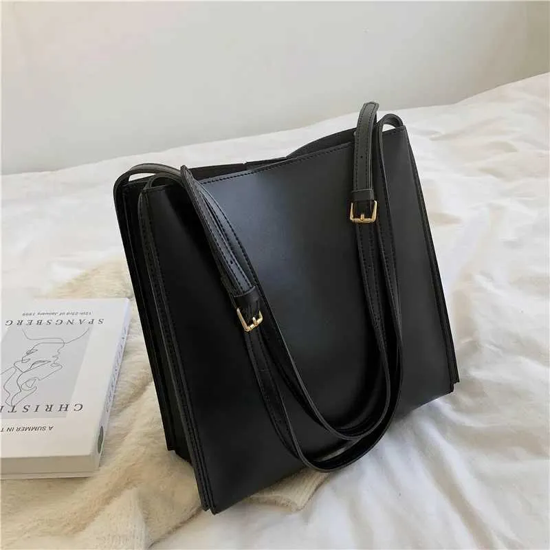 Women's Shoulder Bag Large Capacity Pu Leather Retro Bucket Bag_voghion.com